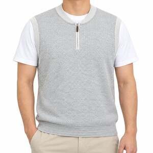 NEW Roundtree & Yorke Sweater Vest Mens XL Gray 1/4 Zip Mock Neck Cotton Blend